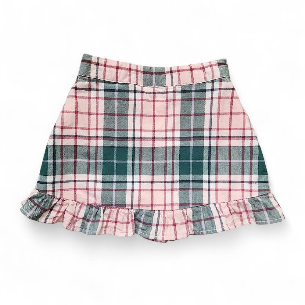 Janie and Jack Girls Kids Plaid Ruffle Hem Skirt - Pink and Green Size 4 T - Picture 4 of 11
